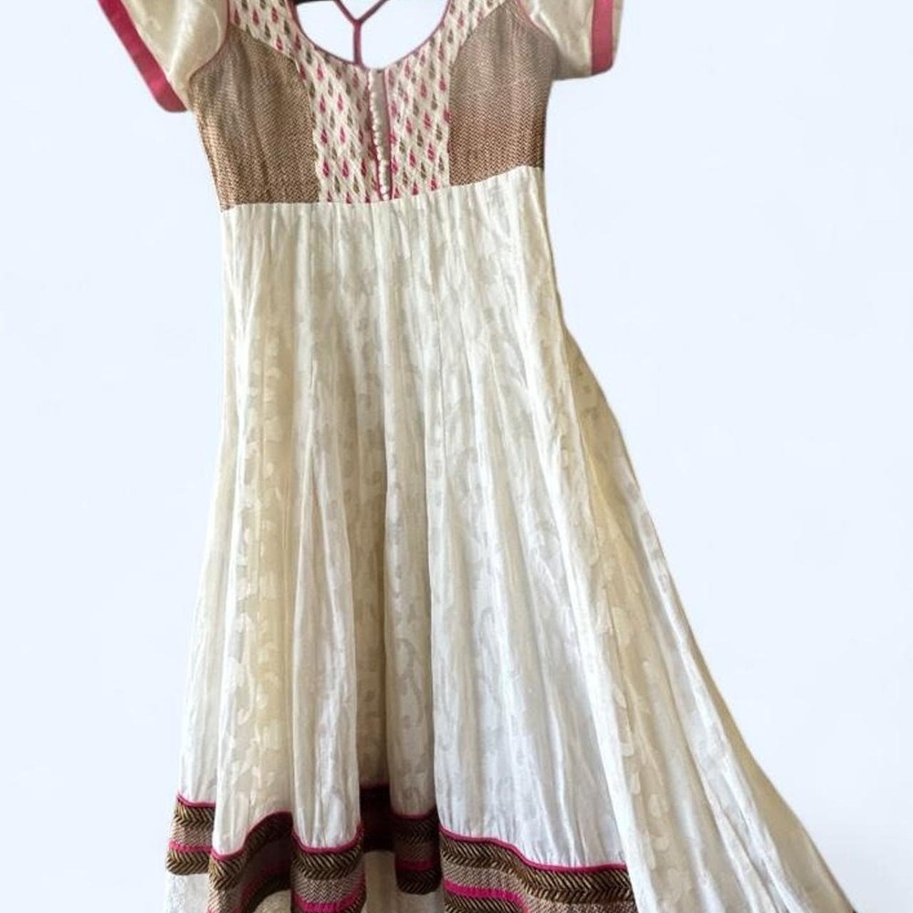 anarkali dress fusion ivory fuchsia